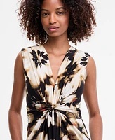 Anne Klein Women's Printed Twist-Front Maxi Dress