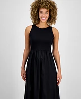 Anne Klein Women's Sleeveless Mixed-Media Midi Dress