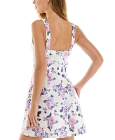 City Studios Juniors' Floral Print Sleeveless Fit & Flare Mini Dress