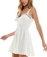 City Studios Juniors' Contrast-Trim Sleeveless Fit & Flare Mini Dress