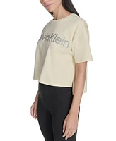 Calvin Klein Performance Women's Glitter Logo High-Low Cropped Tee