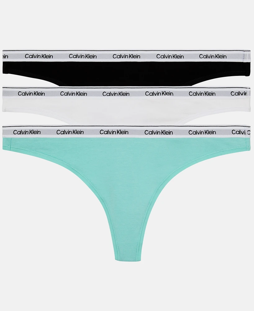 Calvin Klein Women's Modern Logo 3-Pack Thong Underwear QD5209