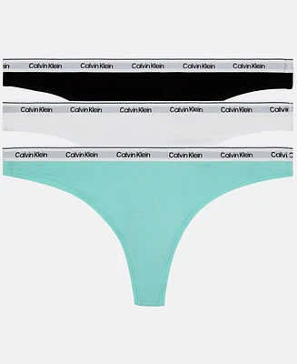 Calvin Klein Women's Modern Logo 3-Pack Thong Underwear QD5209