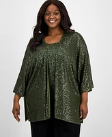 Anne Klein Plus Sequinned 3/4-Sleeve Jacket