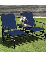 2 Person Outdoor Patio Double Glider Chair Loveseat Rocking