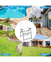 2 Pcs Patio Folding Portable Dining Chairs Metal Frame Armrests Outdoor