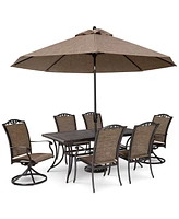 Wythburn Outdoor Dining 7pc Set (72"x38" Table & 4 Filigree Sling Chairs 2 Swivel Chairs)