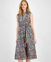 Tommy Hilfiger Women's Floral Lace-Trim Shirtdress