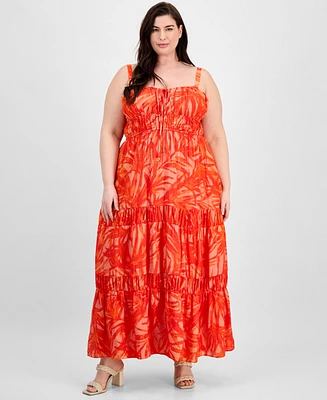 Taylor Plus Tiered Floral-Print Maxi Dress