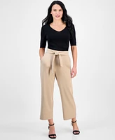 Ak Anne Klein Petite Tie-Front Wide-Leg Cropped Pants