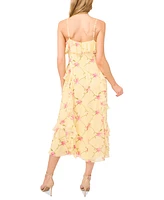 CeCe Women's V-Neck Ruffle-Trim Maxi Dress