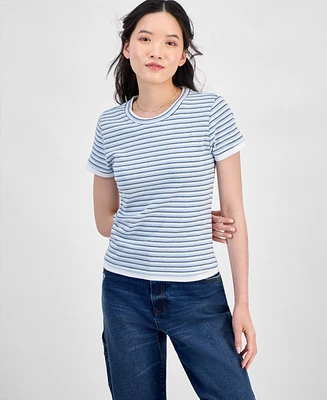 Hippie Rose Juniors' Layered Look Striped T-Shirt