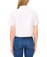 CeCe Women's Patch-Pocket Short-Sleeve Button Down Shirt