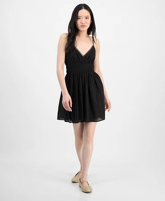 Kingston Grey Juniors' V-Neck Sleeveless Fit & Flare Mini Dress