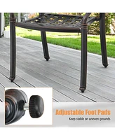 4pcs Patio Cast Aluminum Armrest Chairs Dining Stackable Outdoor Brown