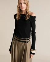 Mango Women's Asymmetric Neckline Belt Jumpsuit