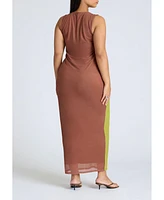 Eloquii Women's Printed Mesh Dress With Shirring