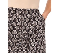 CeCe Women's Printed Tie-Waist High-Rise Flowy Pants