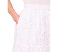 CeCe Women's Cotton Tiered Circle Midi Skirt