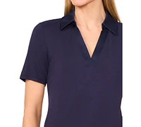 CeCe Women's Contrast-Trim Short Sleeve Polo Shirt