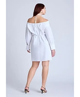 Eloquii Plus Off The Shoulder Poplin Mini Dress