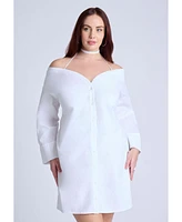Eloquii Plus Off The Shoulder Poplin Mini Dress