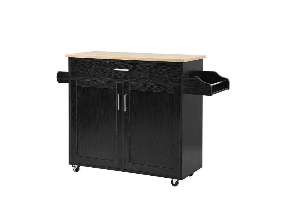 Rolling Kitchen Island Cart with Towel and Spice Rack