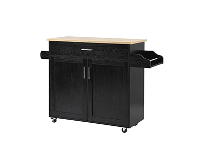 Rolling Kitchen Island Cart with Towel and Spice Rack
