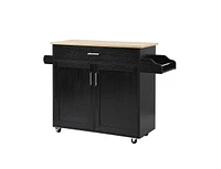 Rolling Kitchen Island Cart with Towel and Spice Rack