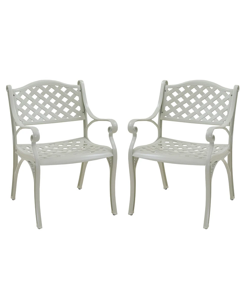 2 Pcs Outdoor Dining Chairs Cast Aluminium Patio Chair Set of Bistro Chairs, Bronze