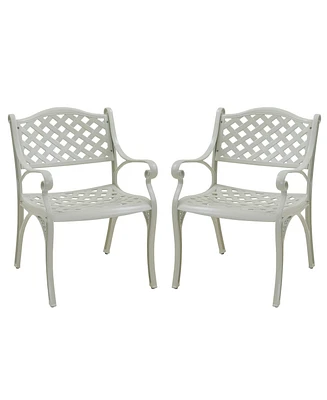 2 Pcs Outdoor Dining Chairs Cast Aluminium Patio Chair Set of Bistro Chairs, Bronze