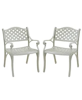 2 Pcs Outdoor Dining Chairs Cast Aluminium Patio Chair Set of Bistro Chairs, Bronze