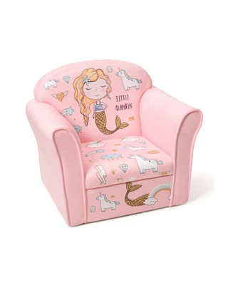 Kids Mermaid Armrest Couch Upholstered Sofa