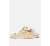 Kuopa Genuine Soft Leather Espadrille Flatform Sandals