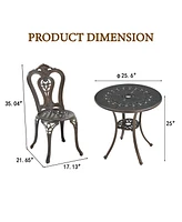 Patio Bistro Set of 3 Table and Chairs Outdoor Dining Chairs, Bronze