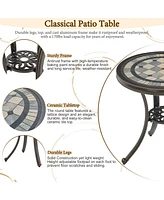 24 Inches Outdoor Bistro Table Cast Aluminium Patio Dining Round Table, Bronze