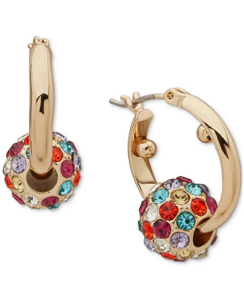 Karl Lagerfeld Paris Gold-Tone Crystal Fireball Small Hoop Earrings, 0.87"