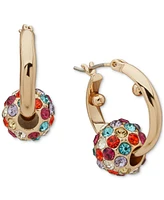 Karl Lagerfeld Paris Gold-Tone Crystal Fireball Small Hoop Earrings, 0.87"