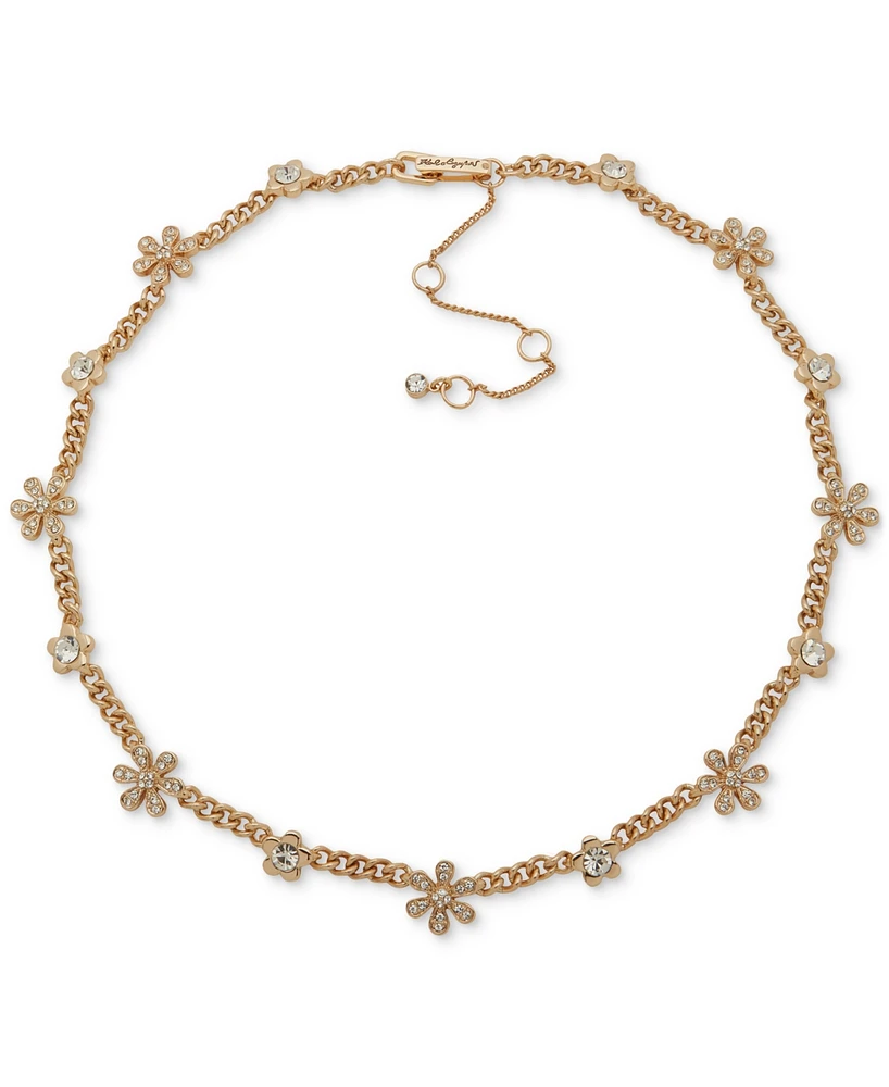 Karl Lagerfeld Paris Gold-Tone Crystal Daisy Chain Collar Necklace, 16" + 3" extender