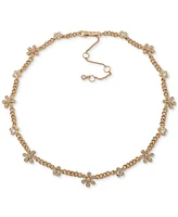 Karl Lagerfeld Paris Gold-Tone Crystal Daisy Chain Collar Necklace, 16" + 3" extender