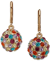 Karl Lagerfeld Paris Gold-Tone Crystal Pave Fireball Drop Earrings
