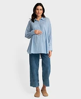 Seraphine Women's Maternity Pintuck Ticking-Stripe Shirt Top