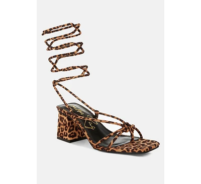 Piani Leopard Print Square Toe Heels