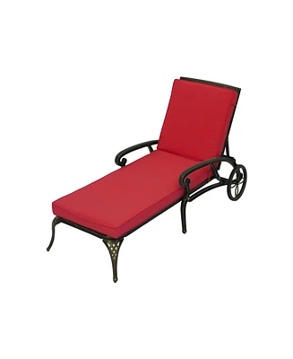 Mondawe Outdoor Cast Aluminum Chaise Lounge Chair with Cushion