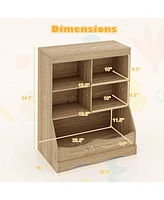 34.5" Kids Bookshelf with 5 Bins for Playroom and Living Room