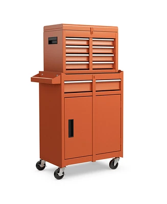 2-in-1 Rolling Tool Chest with 5 Sliding Lockable Drawers
