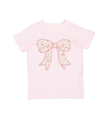 Sweet Wink Toddler Girls Ditsy Floral Bow Patch Short Sleeve T-Shirt