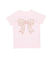 Sweet Wink Toddler Girls Ditsy Floral Bow Patch Short Sleeve T-Shirt