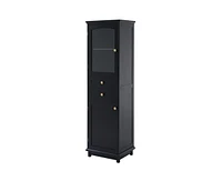 Casainc 63" Tall Bathroom Storage Cabinet with Glass Doors, Free-Standing, Two Drawers, and Adjustable Shelves, Mdf Board, Painted white