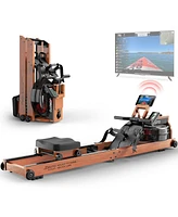 Joroto Rowing Machines for Home Use, Foldable Rower Machine with Bluetooth Monitor, Tablet Holder Water Rowing Machine